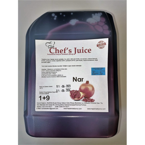 Chef's Juice Konsantre Meyve Aromalı İçecek 1+9  NAR 5 lt