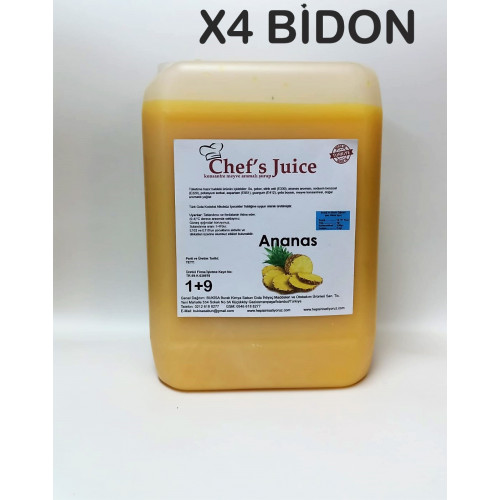 Chef's Juice Konsantre Meyve Aromalı Şurup 1+9 ANANAS 5 lt X 4 BİDON