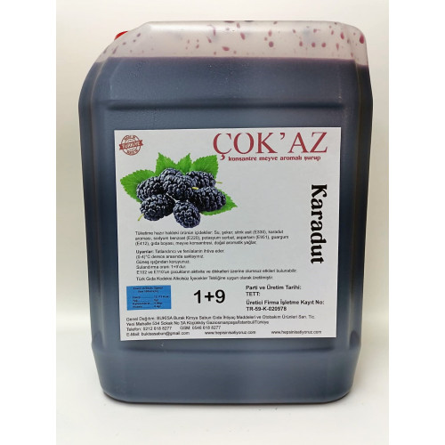 Çok'az Konsantre Meyve Aromalı Şurup 1+9  KARADUT  5 lt