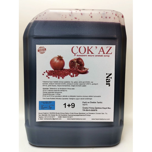 Çok'az Konsantre Meyve Aromalı Şurup 1+9 NAR 5 LT