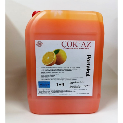 Çok'az Konsantre Meyve Aromalı Şurup 1+9 PORTAKAL 5 LT